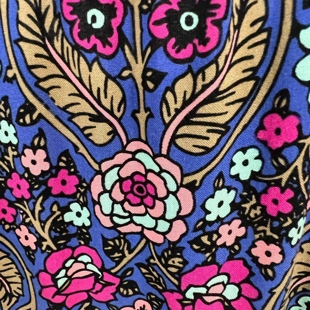 Matilda Jane Thoughts and Dreams blue & pink rayon floral long sleeve dress med